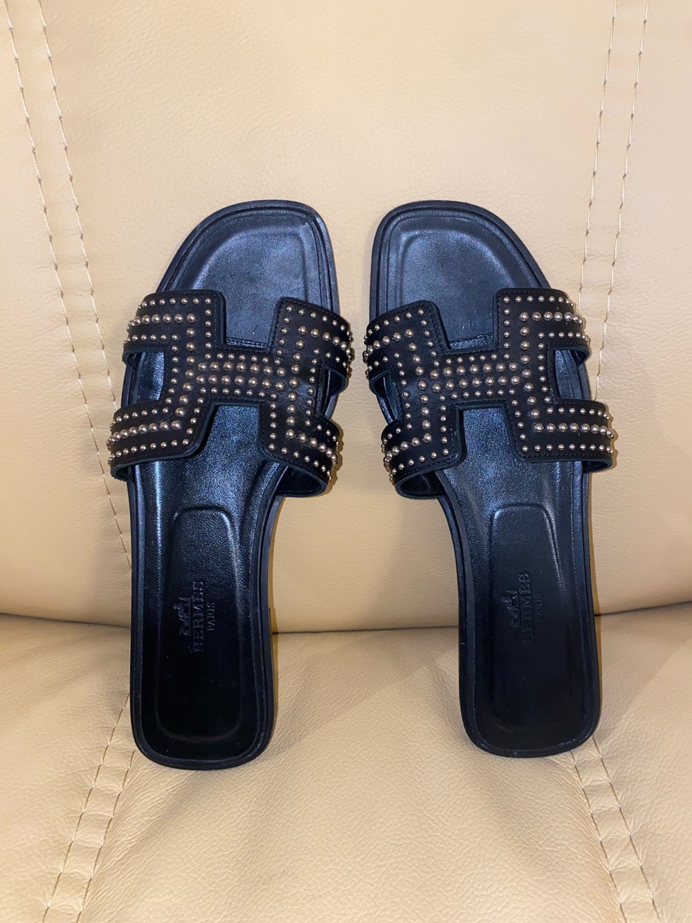 Hermes Studded Oran Sandals